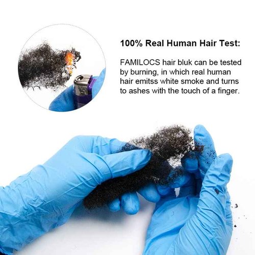 FAMILOCS 16 Inch 50g Tight Afro Kinky Bulk 100% Human Hair for Dreadlock Extensions Locs Repair Braids and Twists Bleachable and Dyeable