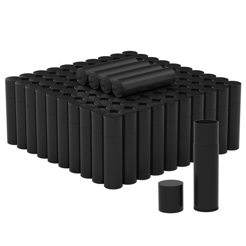Zenihol Empty Lip Balm Tubes for DIY Lipstick with Leak-proof Caps, 100-Pack Lip Balm Containers BPA Free, Black