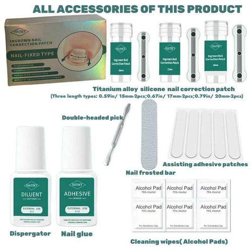 Ingrown Toenail Corrector & Removal Kit - at Home Treatment for Ingrown Toenails, Titanium Alloy Ingrown Toenail Treatment Tools, Nail Tools Designed for Curved Nail Repair Suitable for Men Woman