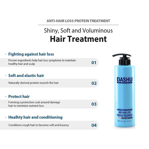 DASHU Daily Hair Protein for Hair Fall 16.9 fl oz | Hair Cream for Dry Damaged Hair | Hair Softener for Coarse Hair with Hydrolyzed Wheat Protein