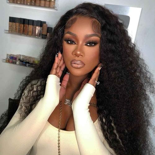 MARYLING Deep Water Wave Half Wig 3 In 1 Wear and Go Headband Wig Drawstring Seamless Flip Over Deep Curly Half Wigs Beginner Friendly Half Wig for Black Women Natural Black 26 Inch