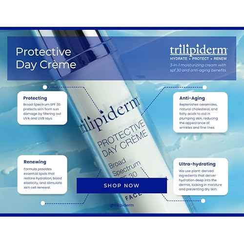 Trilipiderm Protective Day Cr?me, Broad Spectrum SPF 30 ? 2-PACK ? Lightweight, Fast-Absorbing Moisturizing Sunscreen, TSA-Friendly 1.7 Ounce Airless Pump Bottles