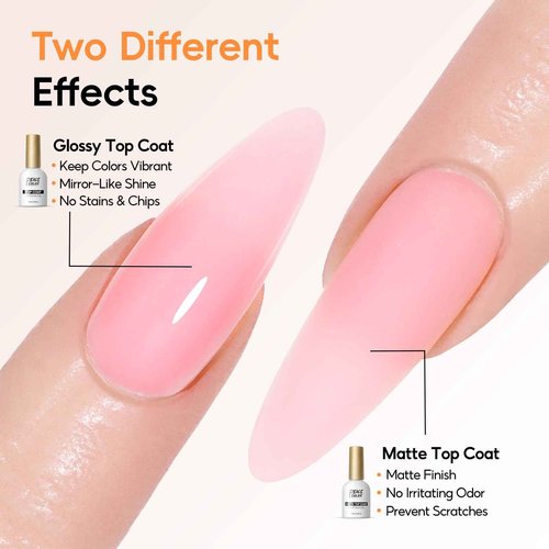 PEACECOLOR 24Pcs Poly Nail Gel Kit with U V light 6 Colors Clear Pink Nude Poly Nail Extension Gel with Glossy/Matte Top Coat Nail Rhinestones Starter Kit DIY Home Gifts for Women