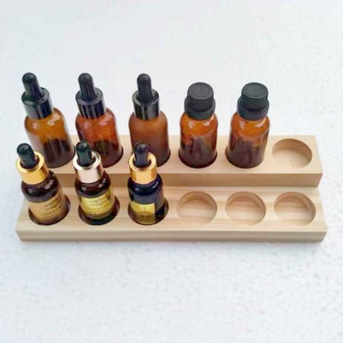 LONG TAO 2 Pcs Wooden Essential Oil Display Stand 2 layer Tabletop Essential Oils Perfume Storage Racks Oil Bottles Holder Essential Oil Organizer Nail Polish Shelf for Organizing Displaying