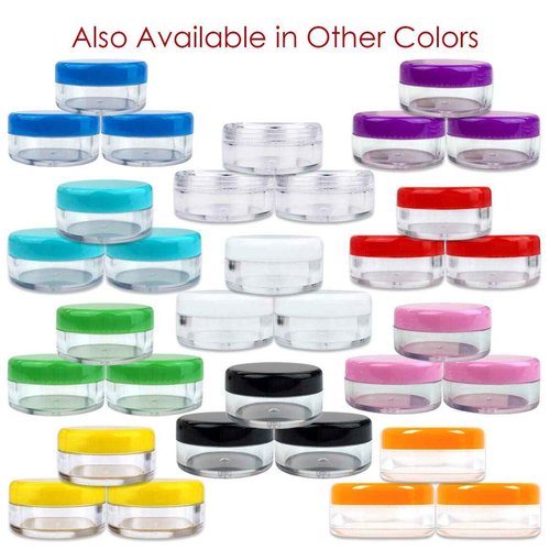 Beauticom (Quantity: 100 Pieces) 5G/5ML Round Clear Jars with GREEN Lids for Scrubs, Oils, Toner, Salves, Creams, Lotions, Makeup Samples, Lip Balms