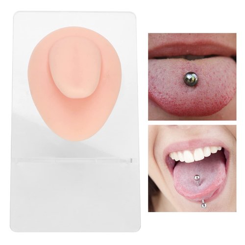 Soft Silicone Flexible Model Body Part, Silicone Nose Tongue Mouth Eye Navel Ear Model Fake Ear with 2 Base for Piercing Practice Acupuncture and Jewelry Display Teaching Tool (Light Skin Colour)