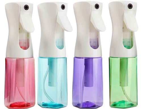 Practix Continuous Mist Spray Bottle – Ultra Fine Mist for Hair Styling, Salon Use, and Versatile Applications – 5 oz Octagon Shape Empty Bottle – Variety Pack of 4
