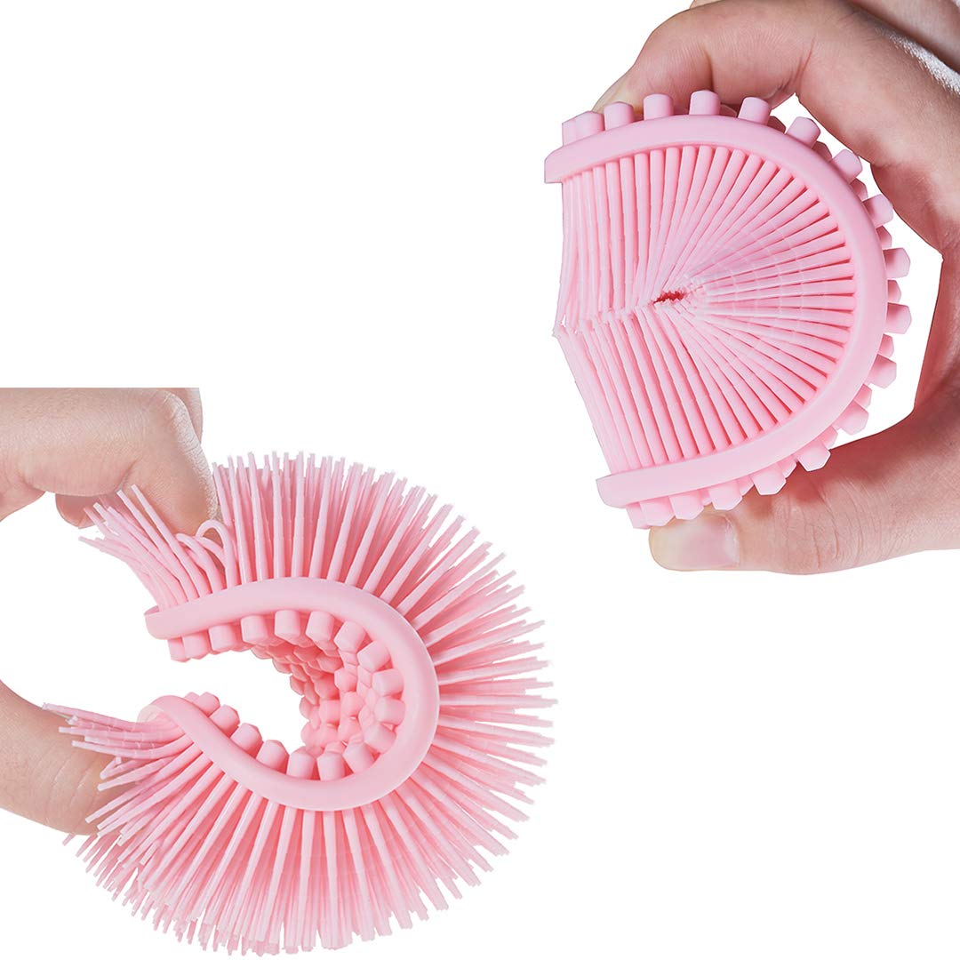 Exfoliating Silicone Body Scrubber 2 in 1 Silicone Shower Brush Natural Bristle Massager Bath Sponge Gentle Scrub Skin Exfoliation For Face and Body Massage Nubs Improve Blood Circulation Set of 2