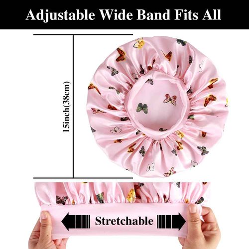 4pcs Large Satin Bonnets for Sleeping, Silky Hair Bonnet for Curly Hair Black Women Braid, E