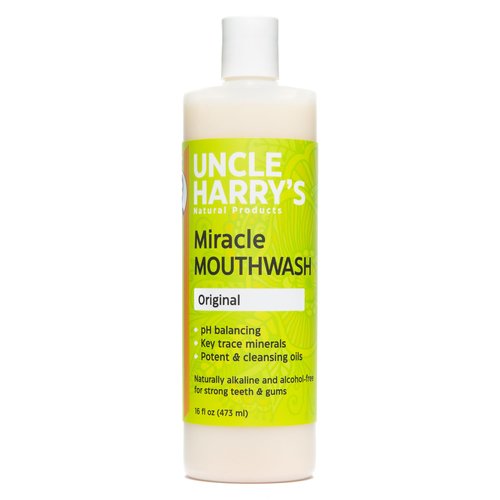 Uncle Harry's Natural Alkalizing Miracle Mouthwash | Adult & Kids Mouthwash for Bad Breath | pH Balanced Oral Care Mouth Wash & Mouth Rinse (16 fl oz)