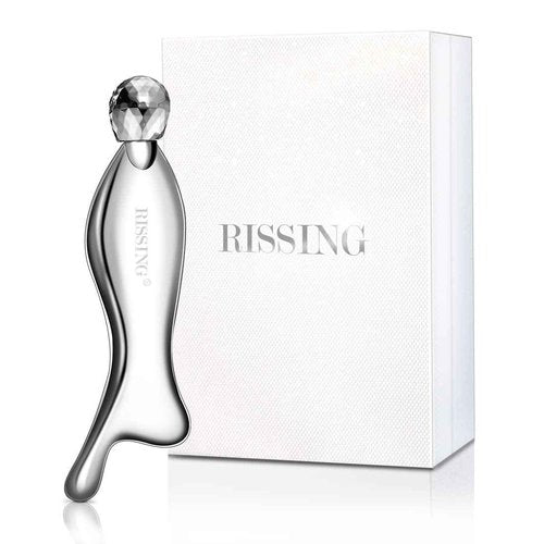 RISSING 4-in-1 Gua Sha Facial Tools: Lymphatic Drainage Massager Facial Roller for Wrinkles and Lifting, Stainless Steel Gua Sha Tool for Face (Portable Box Edition)
