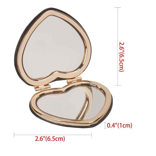 CAIRIAC Compact Mirrors, Leather Folding Travel Mirrors, Bee Double Sided Handheld Mirrors, Portable Heart Shape Makeup Mirrors Gift for Girls Women Mothers