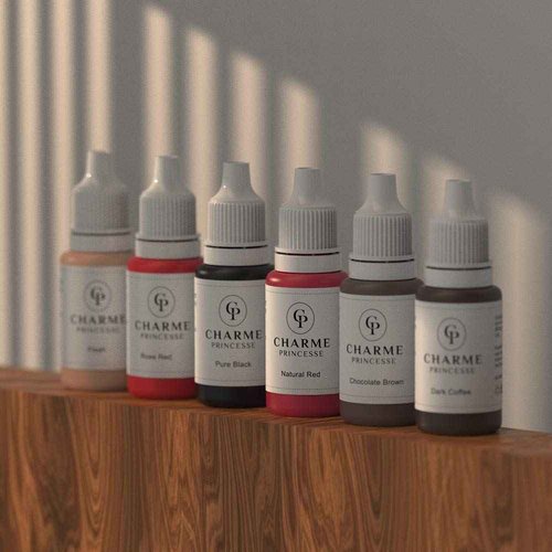 Charme Princesse Microblading Pigment Permanent Pigment Makeup 6pcs for Eyebrows Lip Tattoo Ink Supplies 15ml Bottles PI503-15-6
