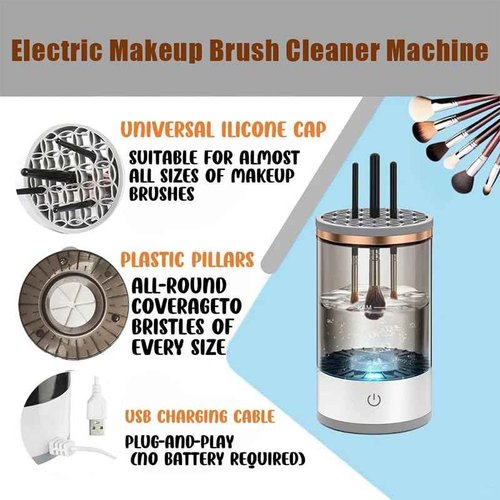Electric Makeup Brush Cleaner Machine, 2025 Upgrade Cosmetic Brush Cleaner, Deep Cleaning All Types of Brushes, Keeps Brushes Hygienic and Skin Healthy