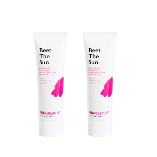 KraveBeauty Beet The Sun SPF 40 Duo – Korean-Inspired Daily Broad Spectrum Sunscreen, Non-Greasy, No White Cast, Vegan & Cruelty-Free, 1.7 fl oz x2