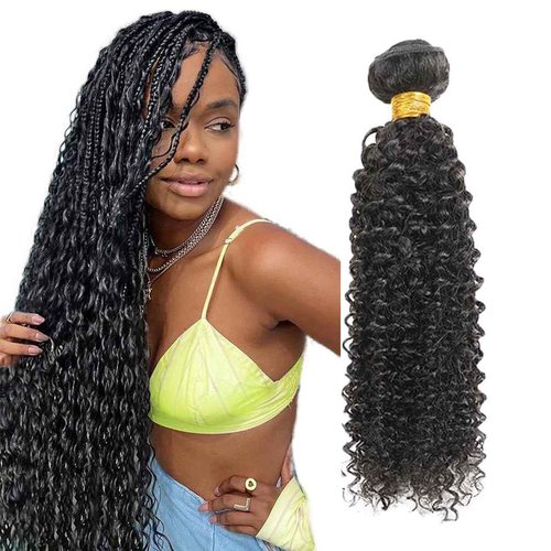 PXCPXC Human Hair Bundles Water Wave Full and Thick for Women Curly Burmese Human Hair Bundles 100% Unprocessed Wet and Wavy Hair Bundles Natural Black Color(16 inch)
