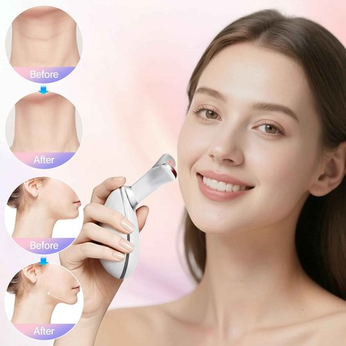 Neck and Face Care Device for Home Daily Use, Skin Care Tool, Wrink-le Improve, Firm, Tightening and Smooth White