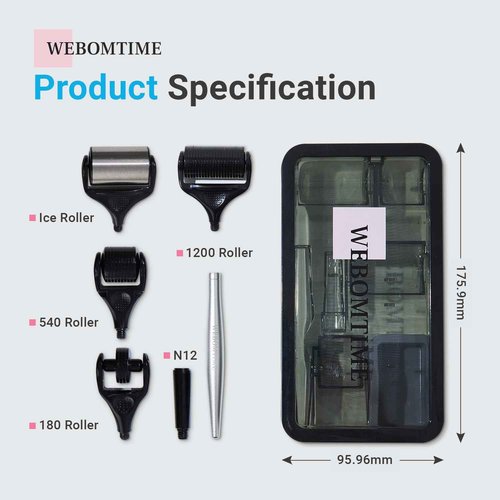 WEBOMTIME Derma Roller 5 in 1 Titanium Microneedle Steel Handle Face Ice Roller for Face Neck Scalp and Hair Growth – Micro Needling for Eye for Puffy Eyes and Serum Absorption