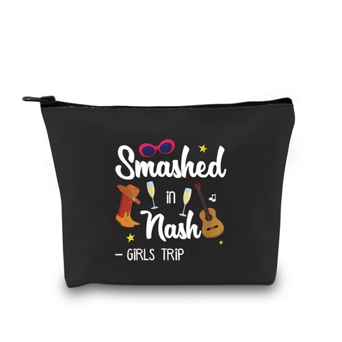 GJTIM Nashville Bachelorette Gift Makeup Bag Smashed In Nash Trip Favor Hangover Kit Bag (Smashed In Nash Black)