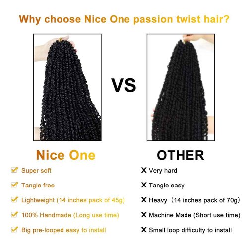Nice One Pre-Twisted Passion Twist Hair 18 Inch, 112 Strands Long Passion Twist Crochet Hair for Women 8 Packs Pre-Looped Passion Twists Braiding Synthetic Hair Extensions (18 Inch (Pack of 8), T30)
