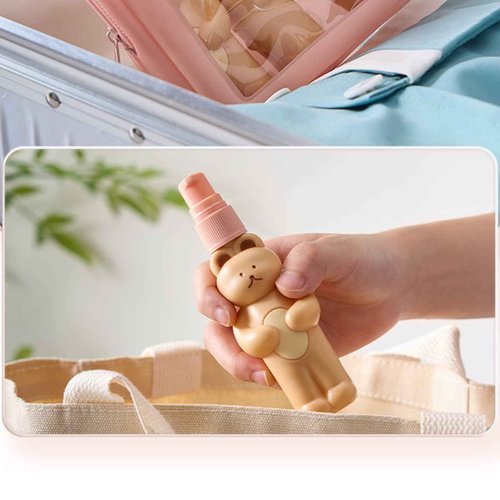 Empty Spray Bottle, Set of Cute Bear Look Delicate Hygiene Bottles, Easy to Press and Practical, with Waterproof Storage Bag for Business Travel for (2 Press Bottle 1 Spray Bottle