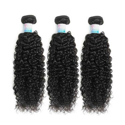 EMOL Curly Bundles Human Hair Kinky Curly Human Hair Bundles for Black Women 8 10 12 inch Afro Kinkycurly Bundles Human Hair Weave 3 Bundles Kinky Hair Wefts