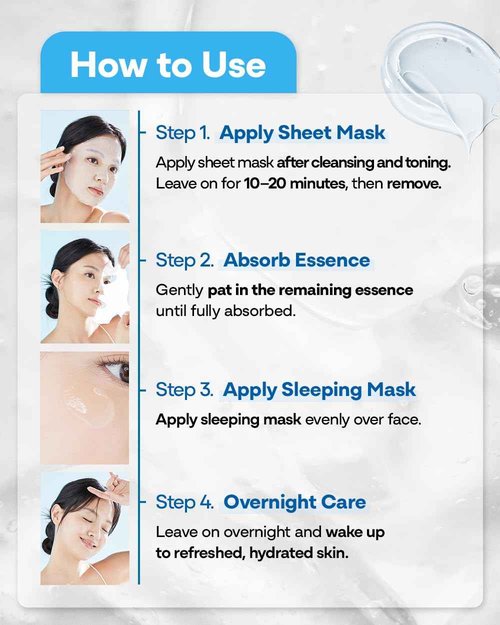 Bano Derma Expert 2 Step Moisturizing Face Mask – 2 in 1 Hydrating Sheet & Sleeping Mask with Hyaluronic Acid, Ceramide & Niacinamide | Supports Skin Barrier & Glow | Korean Skincare | 7 Sheets