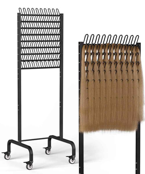 Tigerden 90 Pegs Braiding Hair Rack, Adjustable Hair Separator Stand with Wheels, Hair Extension Holder for Hair Stylists, Braiders, Home, Salon, Beauty School, Black
