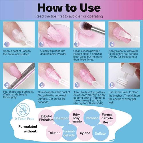 AZUREBEAUTY 29 Pcs Dip Powder Nail Kit Starter, 20 Colors Summer Pastel Pink Red Orange Glitter Acrylic Dipping Powder Liquid Set with Base&Top Coat Activator French Nail Art Manicure DIY Salon Gifts