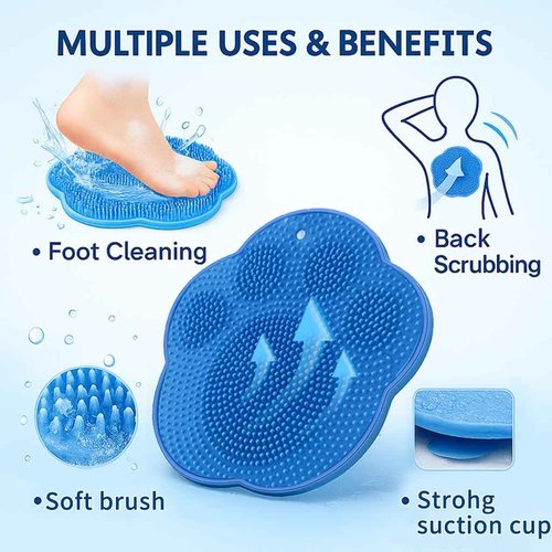 Shower Foot Scrubber Mat – Silicone Foot Brush with Non-Slip Suction Cups, Exfoliating & Massage Pad for Feet and Back Cleaning, Refreshing Shower Experience(4-Pack)