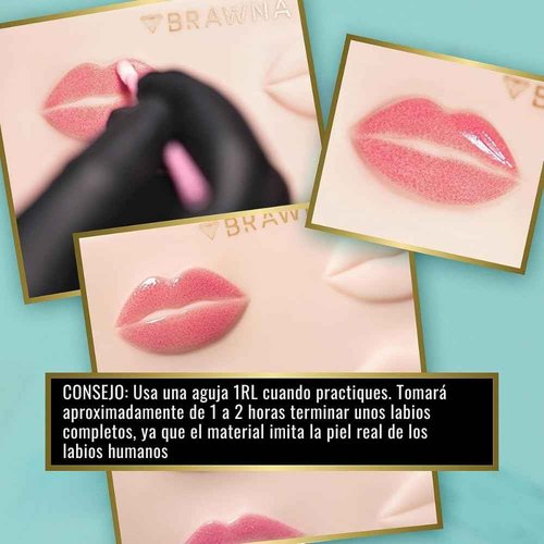 BRAWNA [ 3 Pack ] 3D Lip PMU Practice Skin - Soft Silicone Lip Blush Practice Skin with Human Skin - Like Texture - 10 Lip Shapes - Lip Tattoo Practice Skin – PMU Supplies