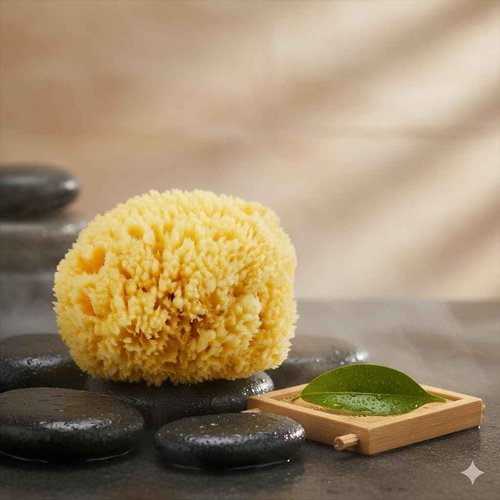 Natural Yellow Sea Wool Sponge 6 Inches. Perfect for Bath, Shower & Body Care. Super Soft & Not Skin Irritating. Baby Approved. Luxury Sponge in a Bag & Craft Box
