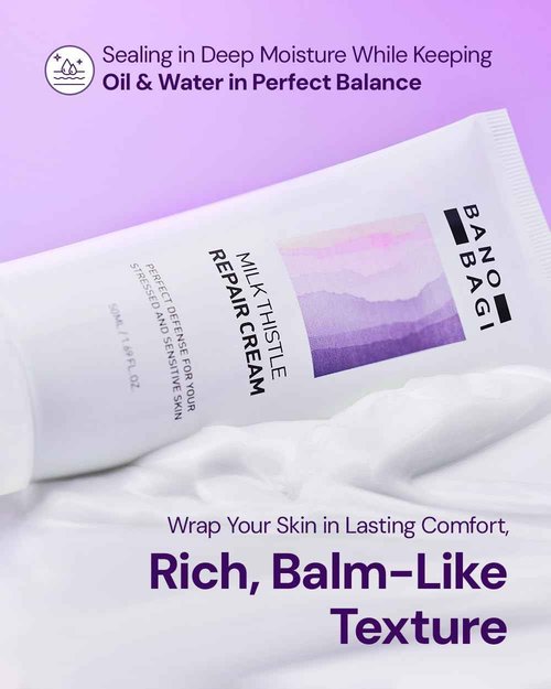 BANOBAGI Milk Thistle Repair Cream - Skin Barrier Repair Face Cream with Hyaluronic Acid & Panthenol | Non-Comedogenic Face Moisturizer for Sensitive Skin | Korean Skin Care | Fragrance Free | 1.69oz