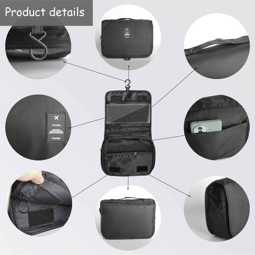 Motroce Foldable Hanging Travel Toiletry Bag,Waterproof Portable Travel Bags, Multifunction Travel Makeup Cosmetic Bag Organizer with Hanging Hook (Pink)