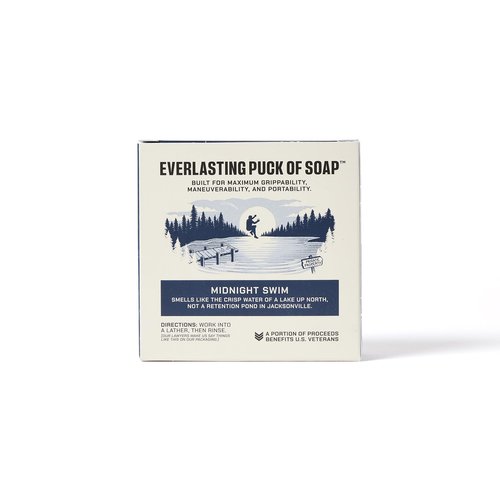 Duke Cannon Supply Co. Bar Soap Puck - Men's Rounded Bar Soap with Masculine Scents - Disc-Shaped Mens Soap - Hydrating & Deep Cleaning - All Skin Types - Midnight Swim, 4 Pack - 5 oz