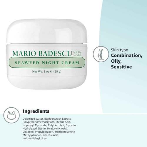 Mario Badescu Day & Night Hydration Set | Seaweed Night Cream + Hyaluronic Day Cream | Mineral-Rich Hydration, Collagen-Boosting & Moisture Retention for Dry Skin