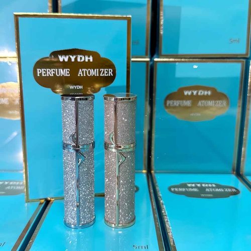 SAWOHO Travel Perfume Bottle Refillable,Perfume Travel Refillable Mini Spray Bottles Leather Cologne Dispenser, Portable Empty Spray Bottle Cologne Dispense Filling Atomizer 5ml (Golden)