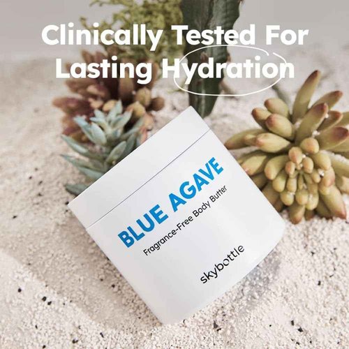 skybottle Fragrance Free Blue Agave Body Butter, Moisture Repair Body Cream, Skin Relief with Hyaluronic Acid, Vegan Certified Body Care, For Men, Women, 9.8 Fl. Oz