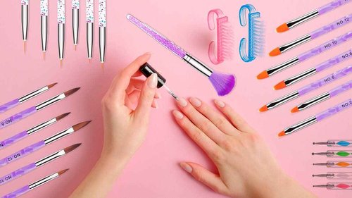 AROIC Acrylic Nail Brush Set - 28 Pcs Including UV Gel Art Brushes, 3D Extension Brush, Double Ended Dotting Pen for DIY With White Box, Colorful (Pack of 2)