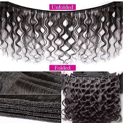 Aopusi Bundles with Closure Body Wave Bundles with Closure Weaves 4¡¿4 Free Part Lace Closure with 3 Bundles 100% Brazilian Virgin Remy Human Hair 150% Density Natural Color (14 16 18+12 Inch)