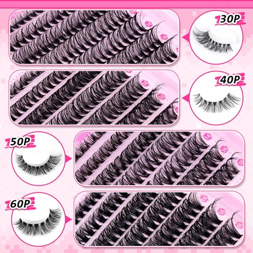 wiwoseo Cluster Eyelash Extensions 560pcs Lash Clusters Wipsy Cluster Lashes D Curl Eyelashes Clusters Individual Lashes DIY Lash Extensions Cluster Lashes Natural Look Eyelashes Clusters (8-16MM)