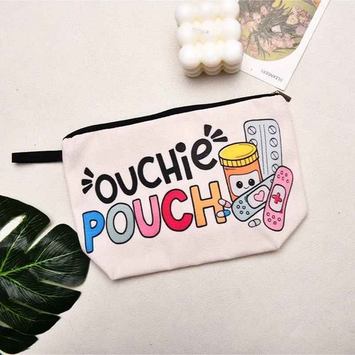 The Ouch Pouch Medicine First Aid Bag for Travel Camping Toiletry Bags with Zipper First Aid Kit Meds Storage Bag Funny Ouchie Pouch for Daughter Friend Birthday Christmas Gifts for Women Men