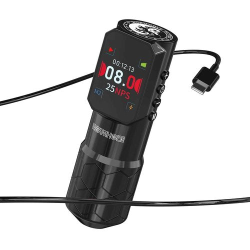 Wormhole Tattoo Gun Wireless Tattoo Machine 1500mAh Battery Aluminum Alloy Smart Tattoo Pen Dot Working Mode Multifunctional Machine for Professional Artist Black