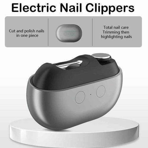 3-in-1 Electric Nail Trimmer, Automatic Nail Clipper with Polishing & LED Light, Rechargeable Electric Nail Clippers with Debris Collector for Adults, Kids & Seniors