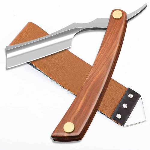 Straight Razor With Strope - Professional Straight Edge Barber Premium Stainless Steel Shaver With Shaving Strop for Men Home & Salon Grooming Using (NO.150)