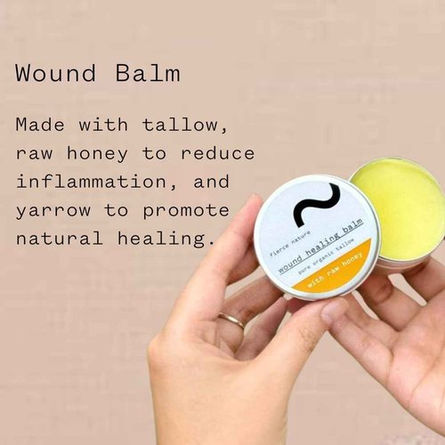 Fierce Nature Organic Skin Healing Balm – Tallow, Beeswax, Olive Oil & Ossa Raw Honey – Infused with Natural Herbs – Gentle, Effective Relief for Minor Wounds