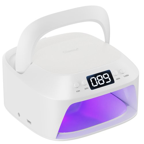 Glamne UV Gel Nail Lamp LED Nail Light Fast Dryer for Gel Polish Curing with Arm Rest Portable Handle 4 Timers Automatic Sensor Double Led Display