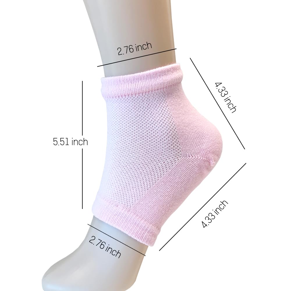 Moisturizing Gel Heel Socks to Repair Dry Cracked Heel - Soften, Soothe, and Revitalize Your Feet, for Men and Women (Pink, 3 Pairs)