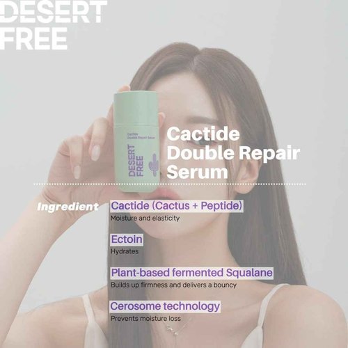 DesertFree Double Action Serum for Skin Barrier Support and Moisturizing - Natural Ingredients, Fragrance Free, Suitable for Sensitive Skin - 50ml