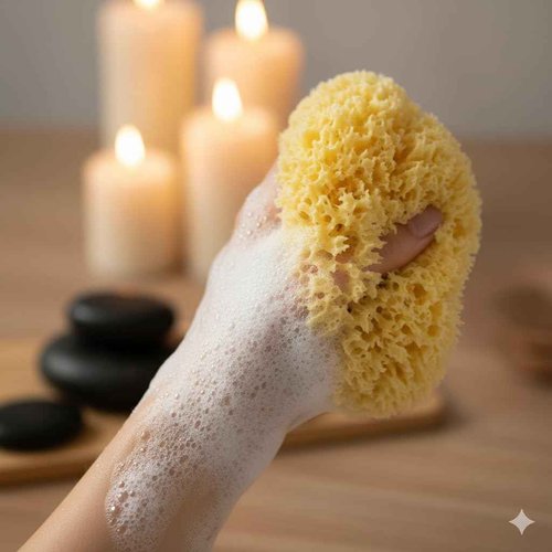 Natural Yellow Sea Wool Sponge 6 Inches. Perfect for Bath, Shower & Body Care. Super Soft & Not Skin Irritating. Baby Approved. Luxury Sponge in a Bag & Craft Box